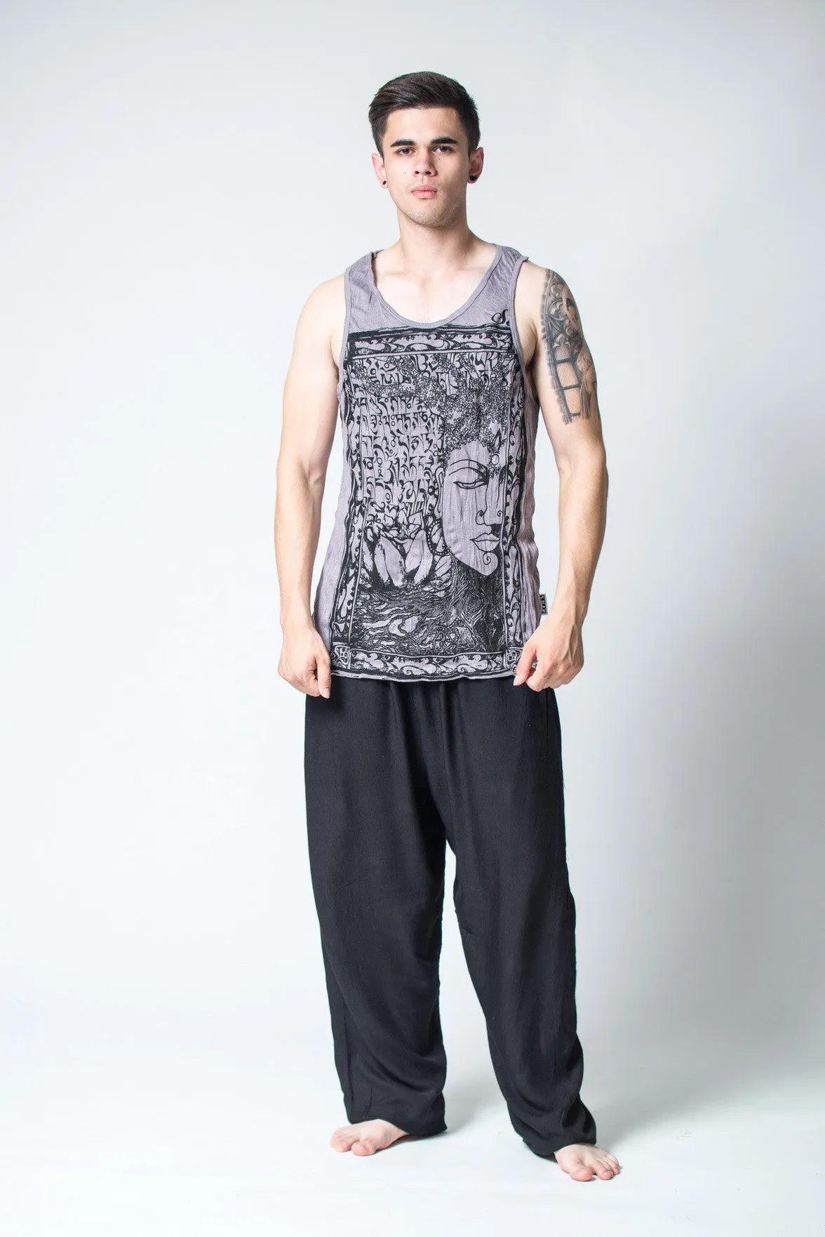 Mens Buddha Sanskrit Tank Top in Gray