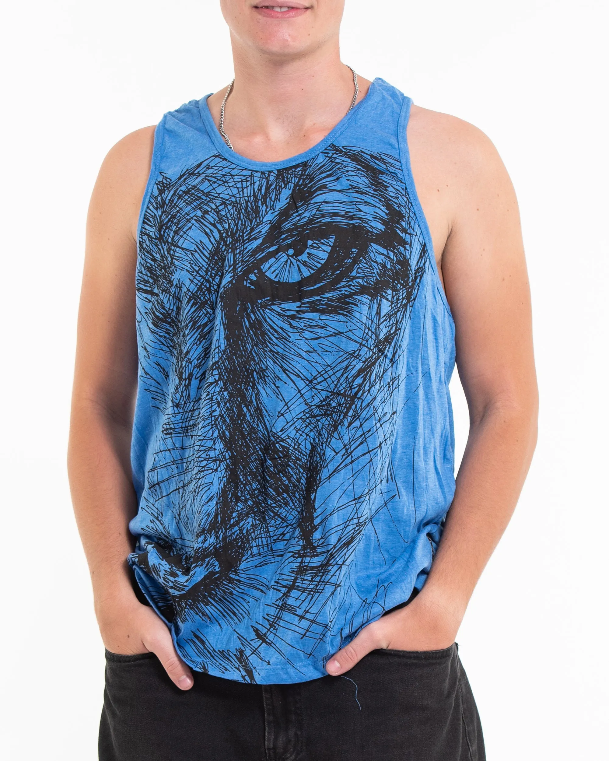 Mens Lions Eye Tank Top in Blue