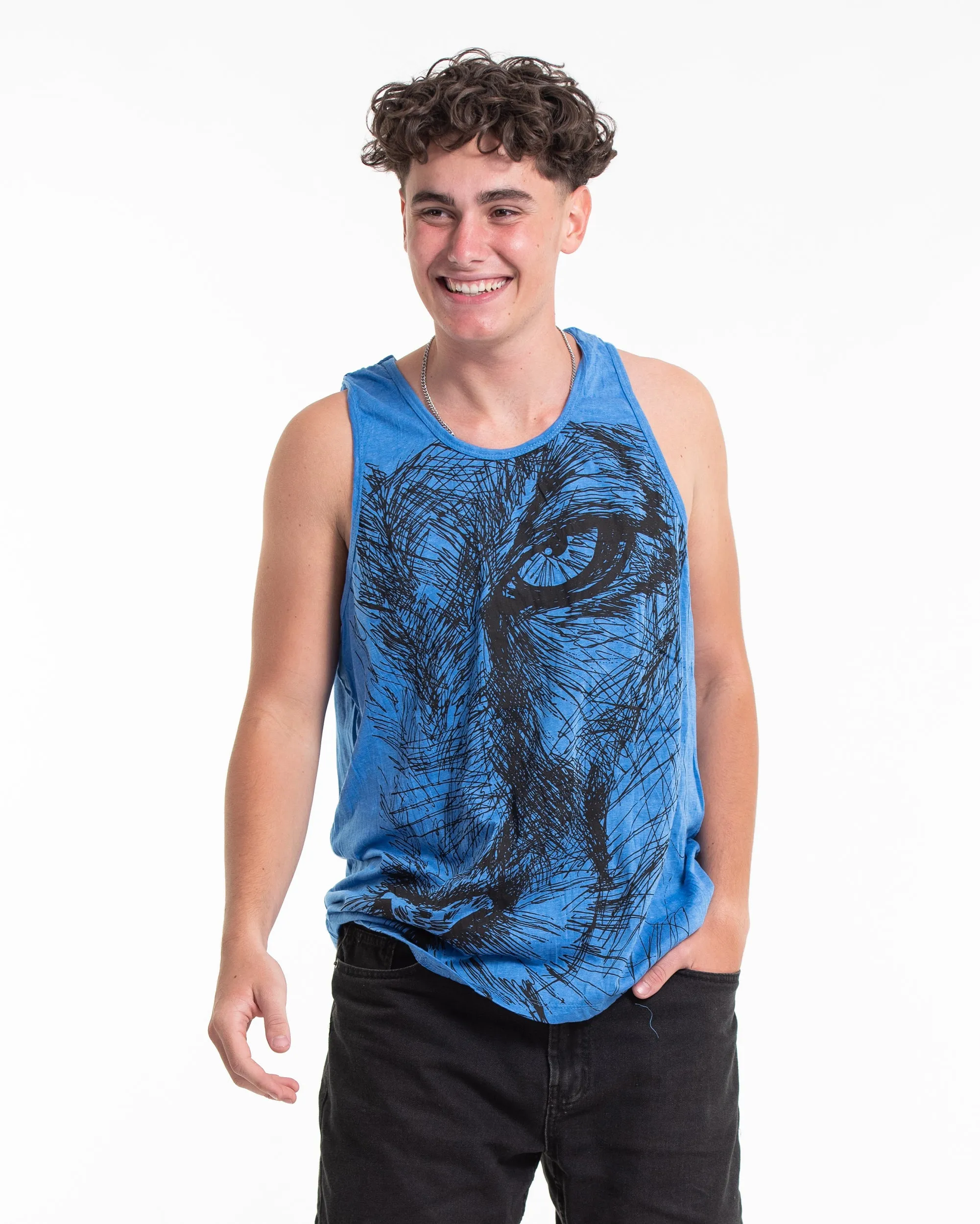 Mens Lions Eye Tank Top in Blue