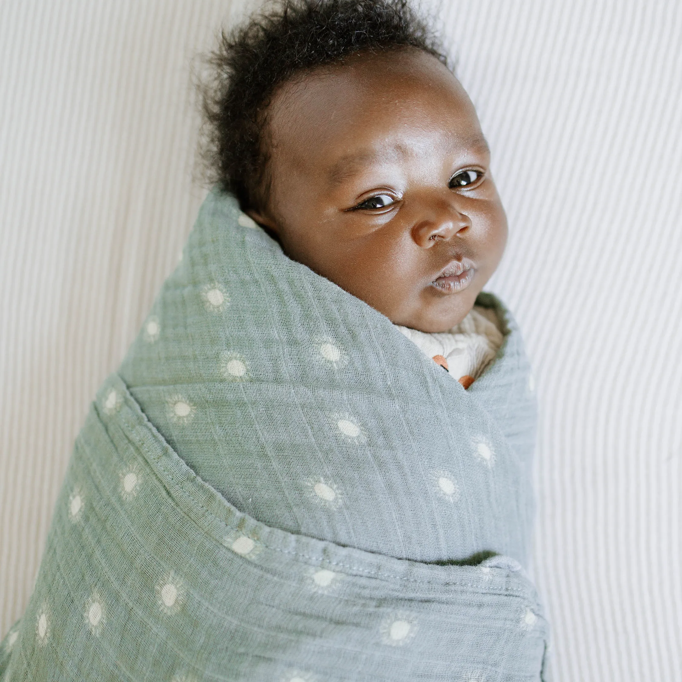 Organic Cotton Muslin Swaddle Blanket - Sage Suns