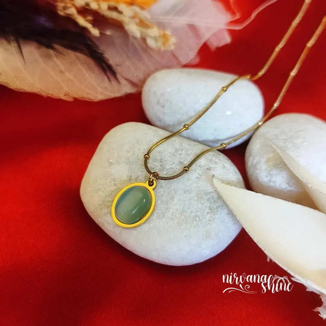 Oval Mint Green Moonstone Necklace