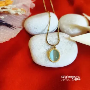 Oval Mint Green Moonstone Necklace