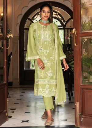 Pakistani Style Delicate Green Function Wear Salwar Suit