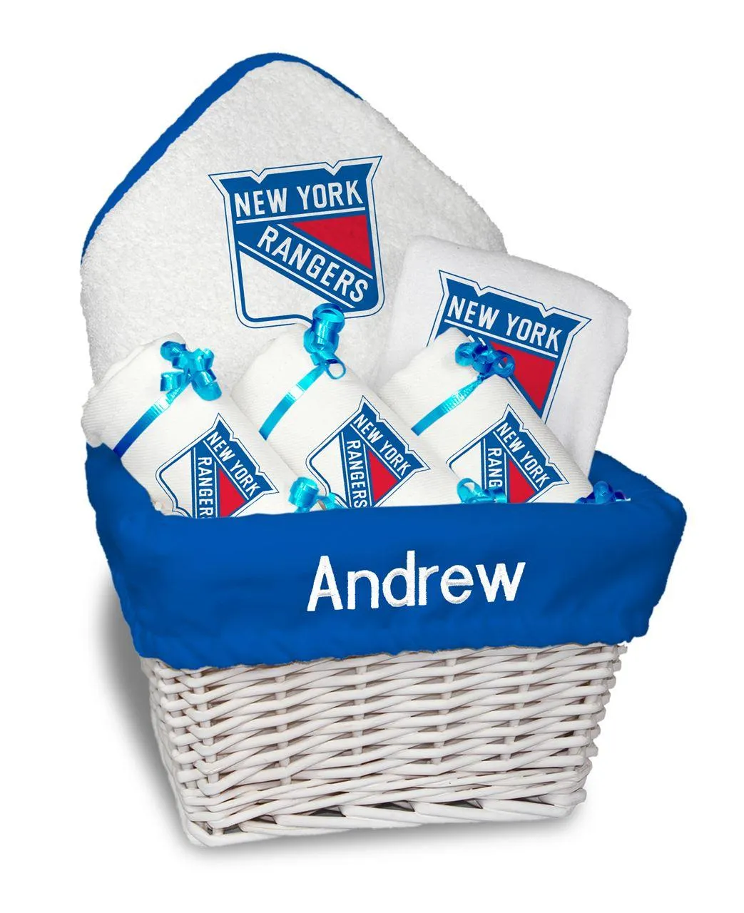 Personalized New York Rangers Medium Basket - 6 Items