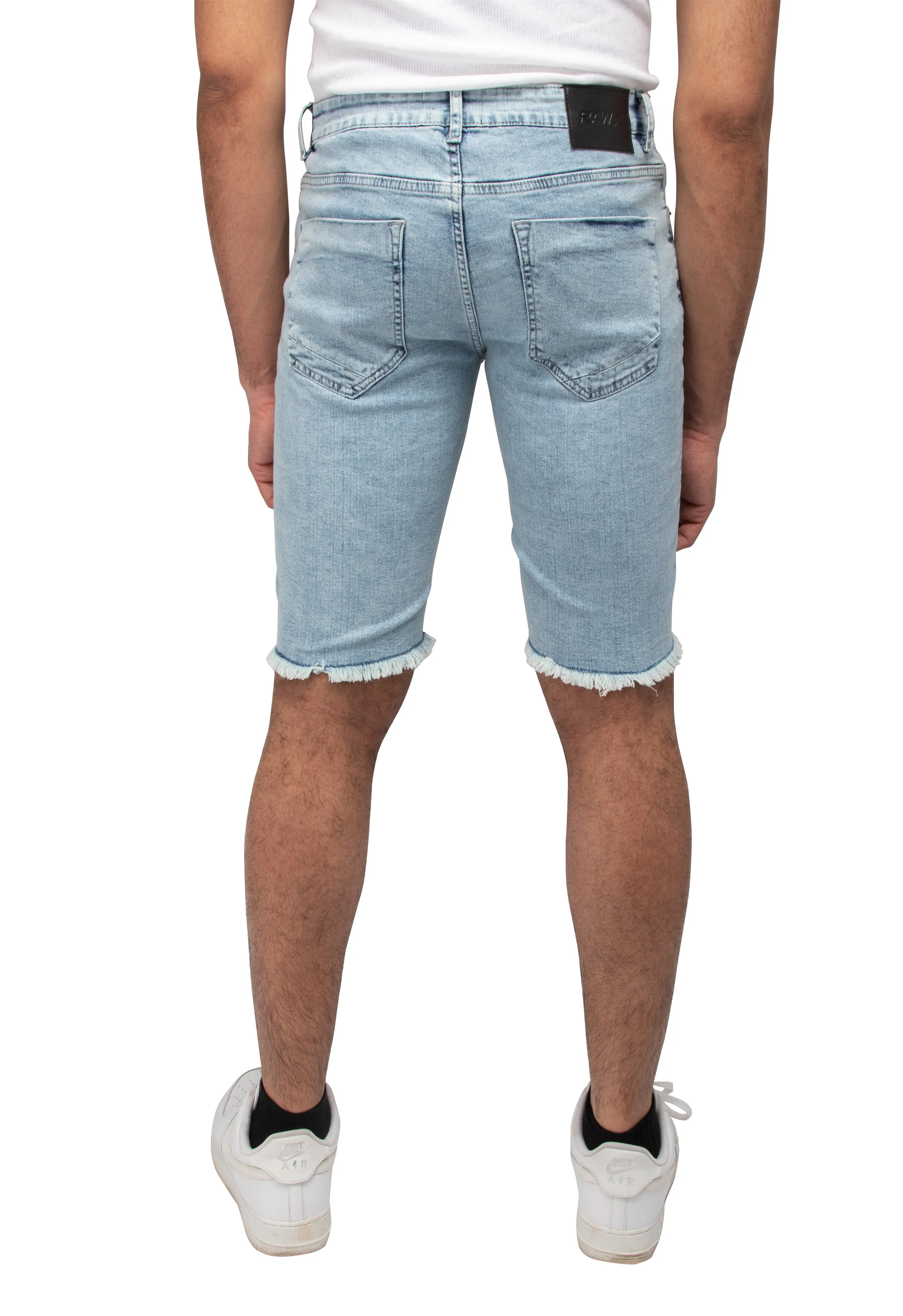 RAWX Men's Rips Distress Frayed Cut Off Denim Shorts