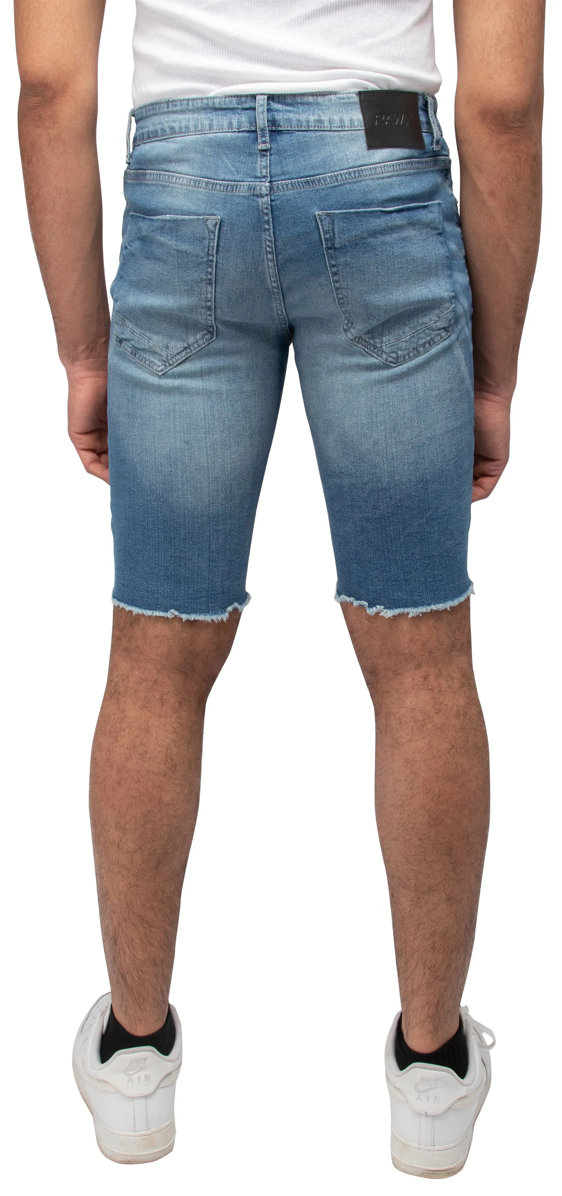 RAWX Men's Rips Distress Frayed Cut Off Denim Shorts