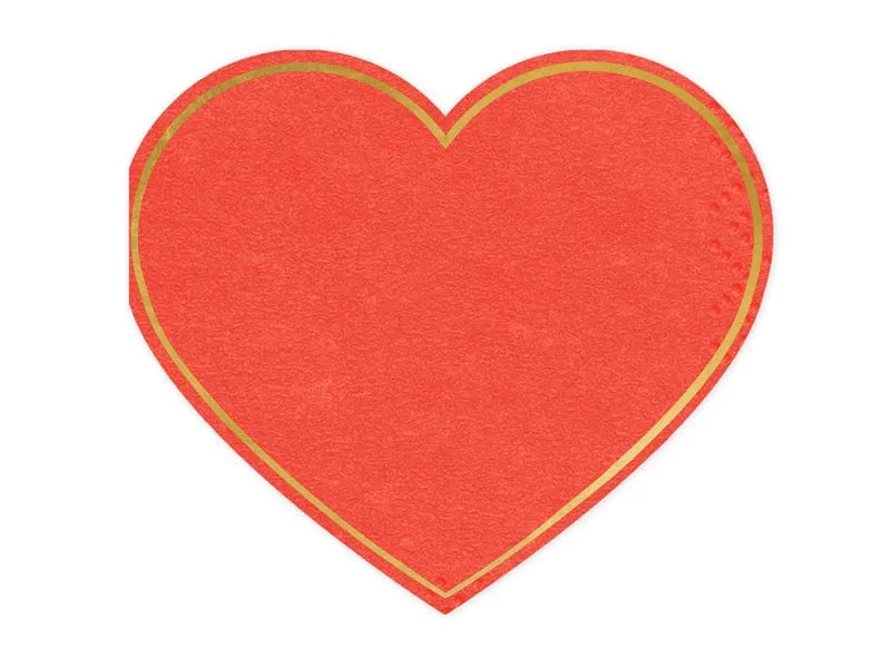 Red Heart Shaped Napkins x 20