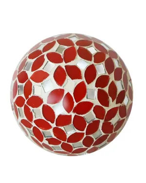 Red White Mosaic Mirror Orb