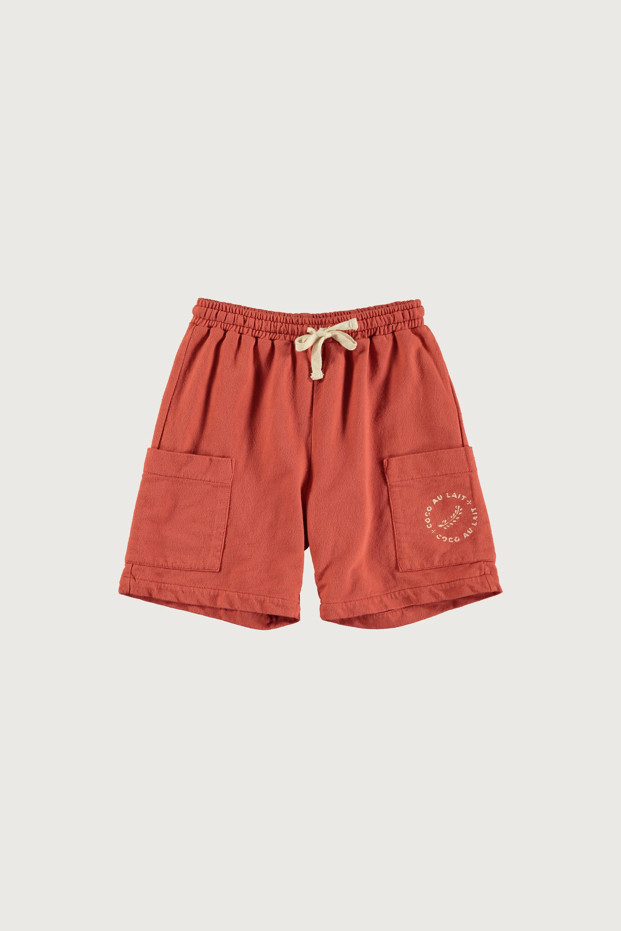 S014-RED SWEATSHIRT SHORTS-Burnt Sahara