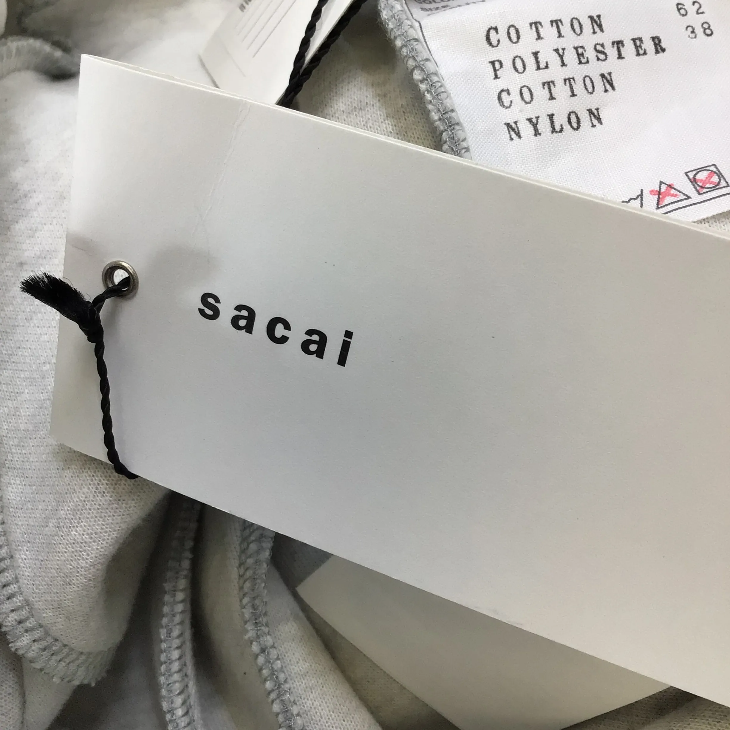 Sacai Heather Grey / White Drawstring Cotton Shorts