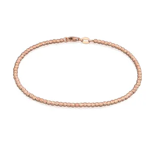 Sterling Silver Rose Plated 19cm Diamond Cut Ball Bracelet