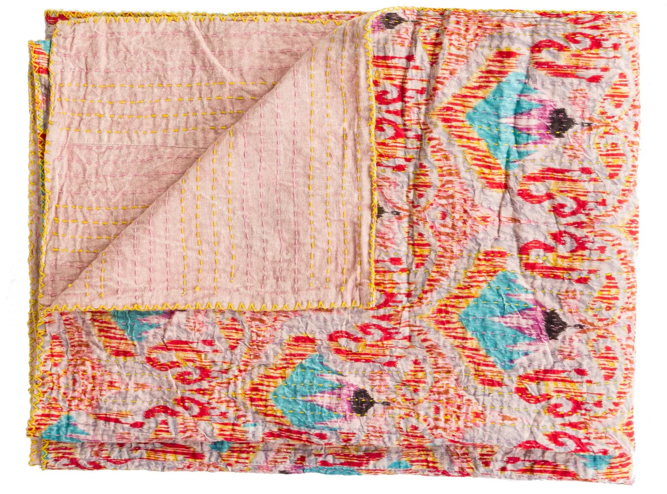 Taj Hotel Home Decor Kantha Cotton Throw | 50"x70" | 12