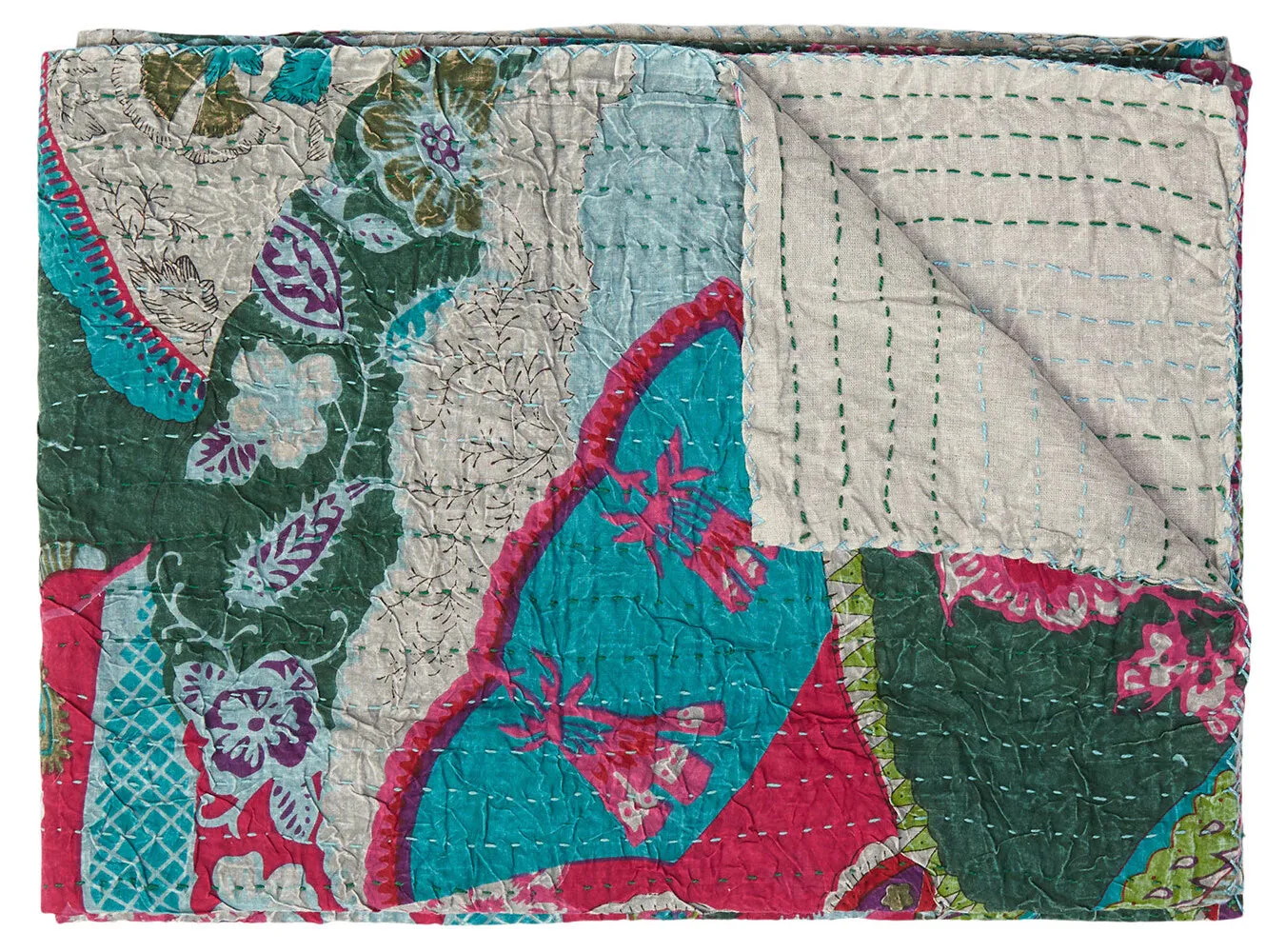 Taj Hotel Home Decor Kantha Cotton Throw | 50"x70" | 6