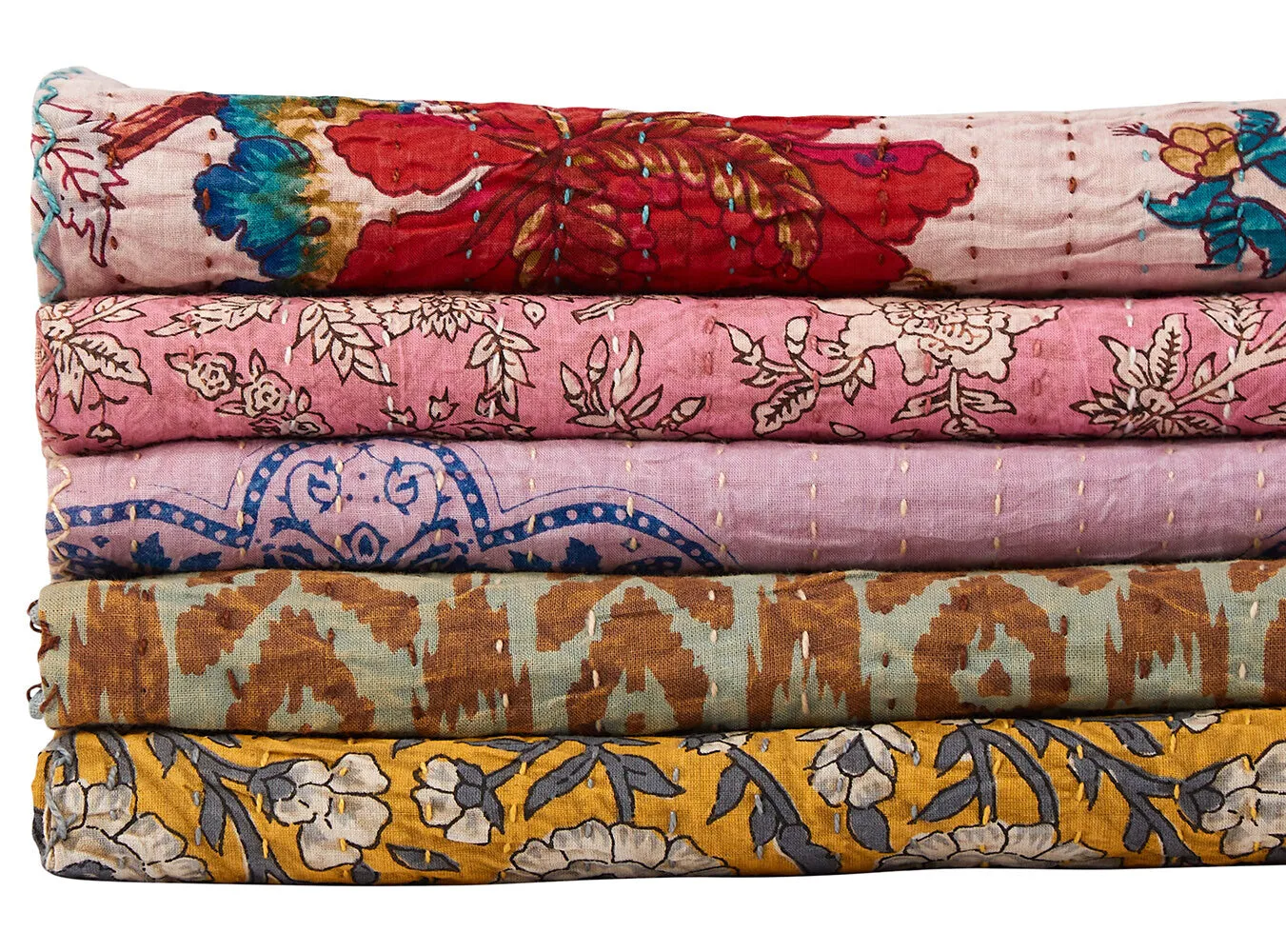 Taj Hotel Home Decor Kantha Cotton Throw | 50"x70" | 6