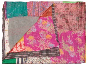 Taj Hotel Home Decor Kantha Silk Throw | 50"x70" | 2