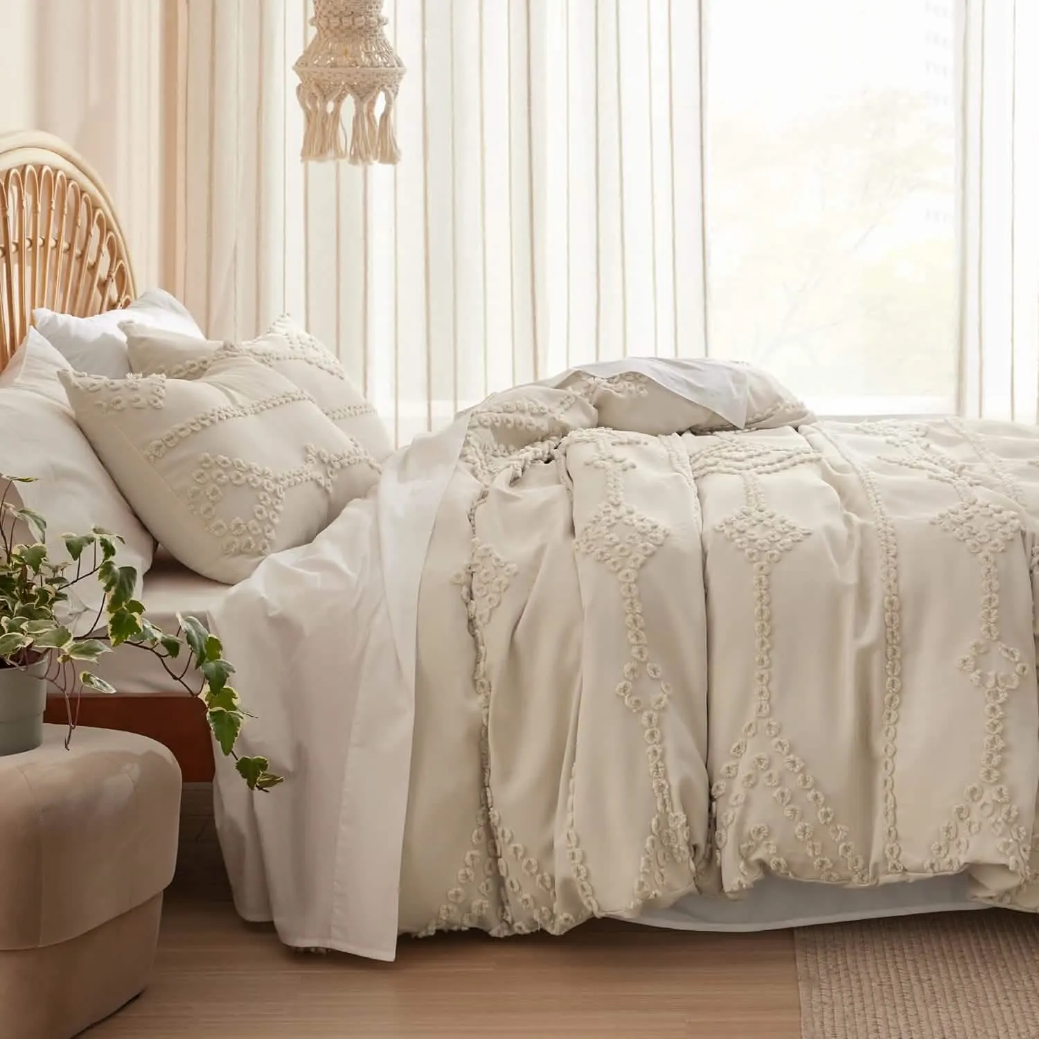 Tufted Embroidery Duvet Cover Set