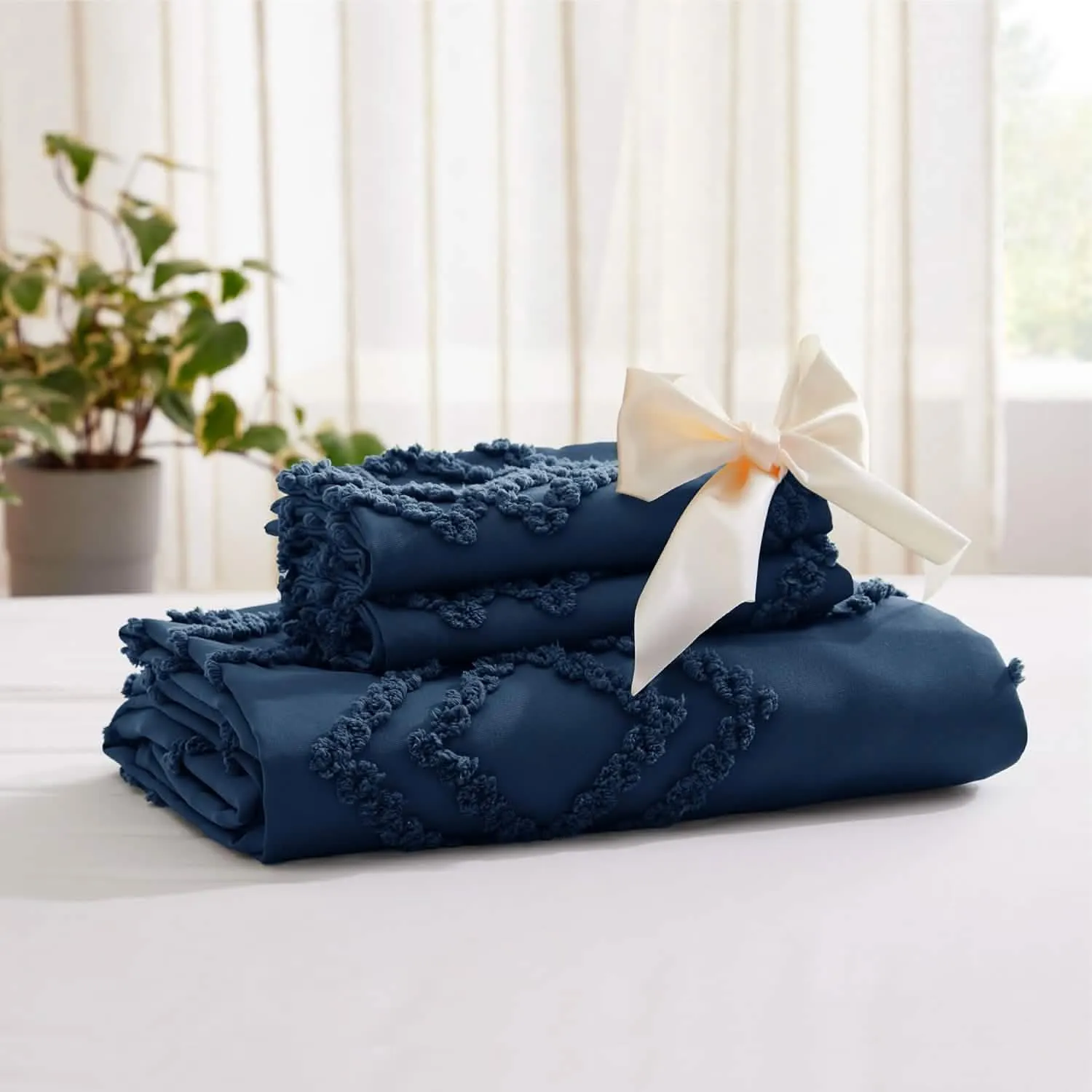 Tufted Embroidery Duvet Cover Set