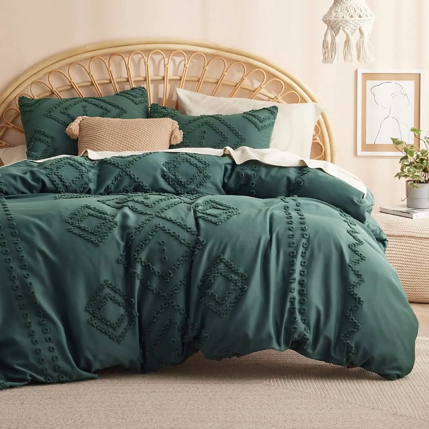 Tufted Embroidery Duvet Cover Set