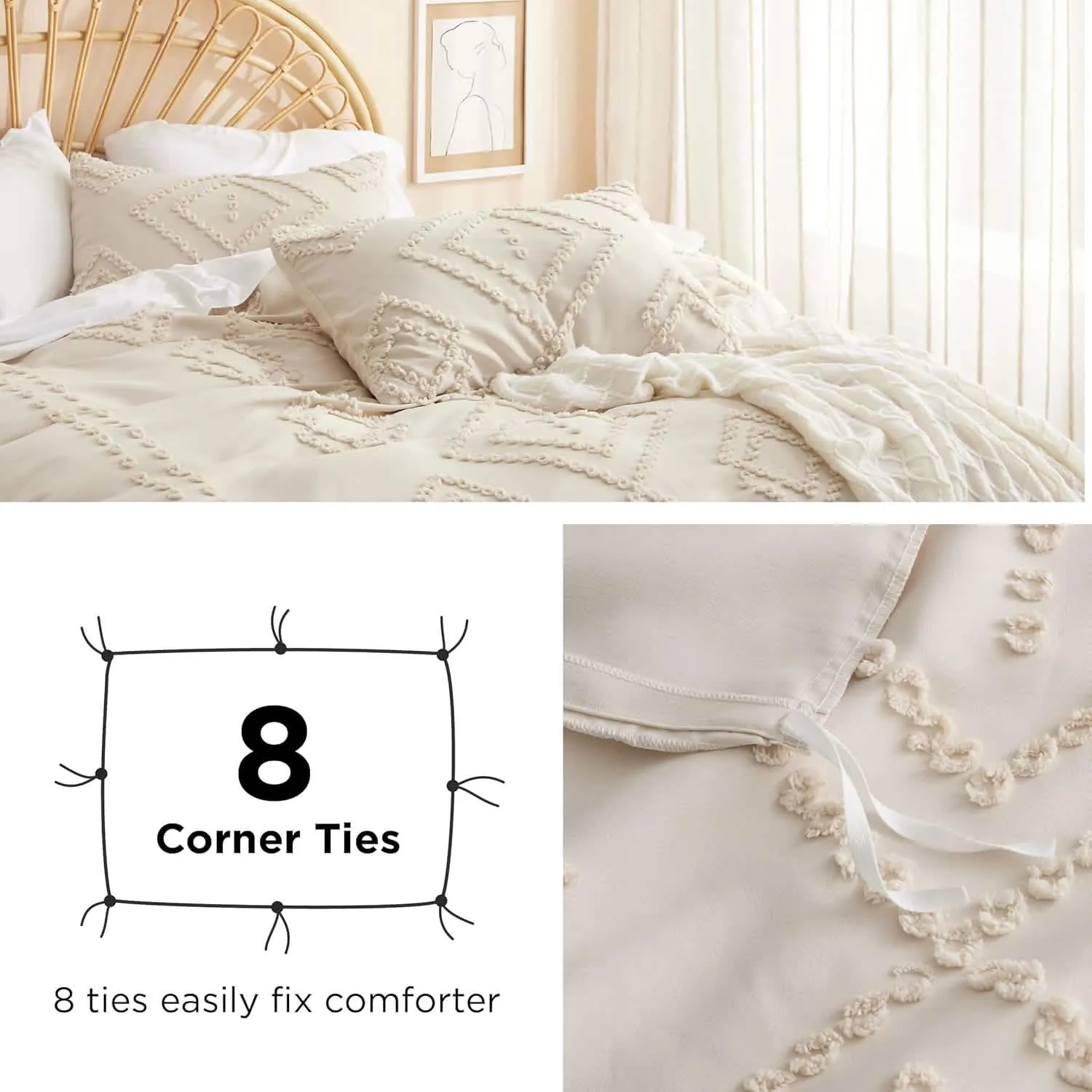 Tufted Embroidery Duvet Cover Set