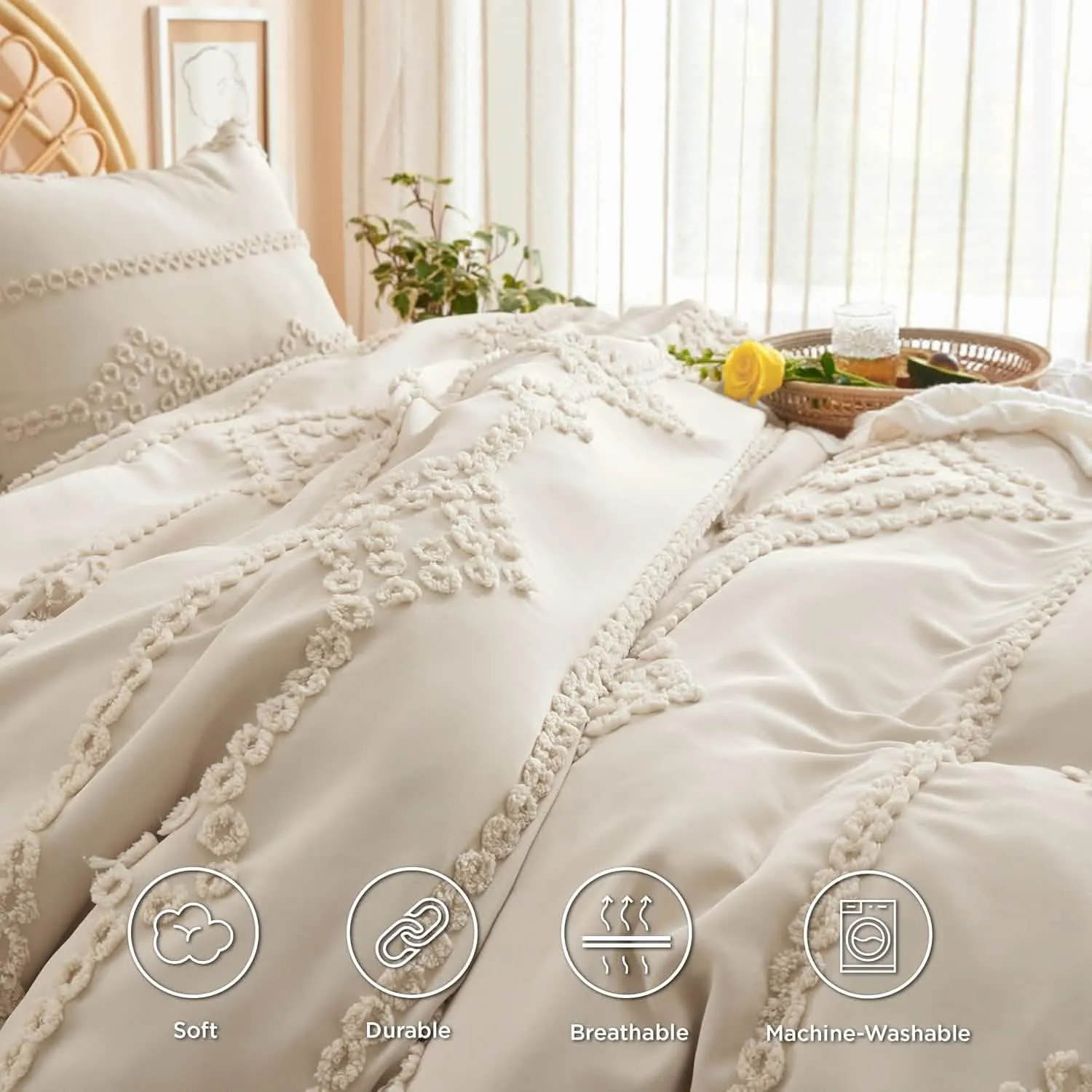 Tufted Embroidery Duvet Cover Set