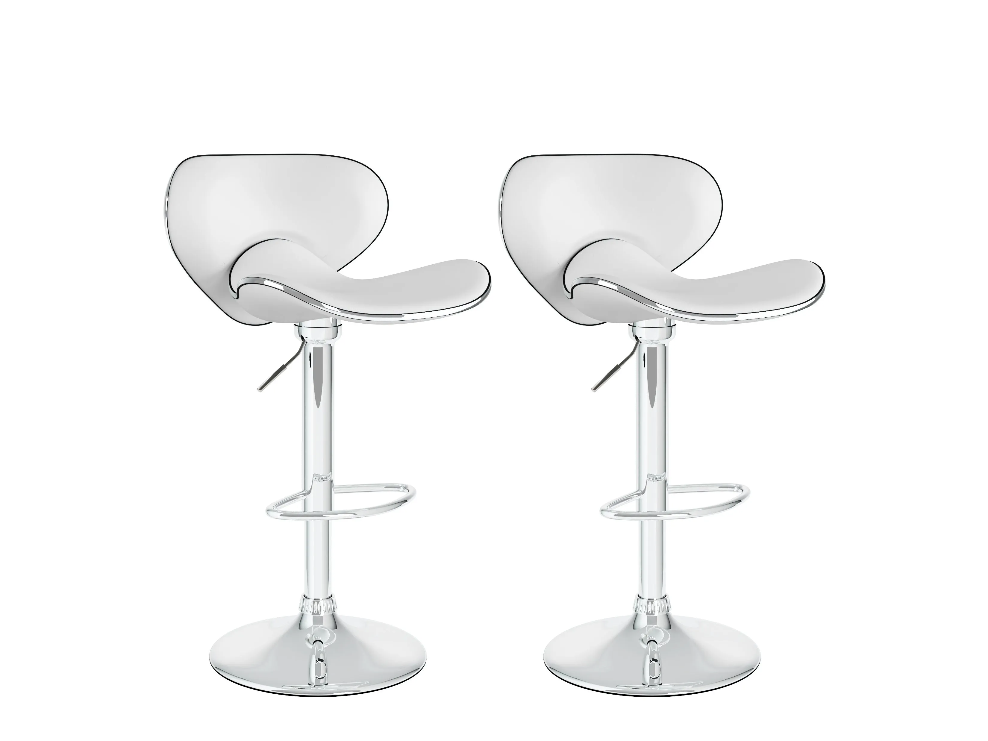 White Bar Stools with Backs, Set of 2