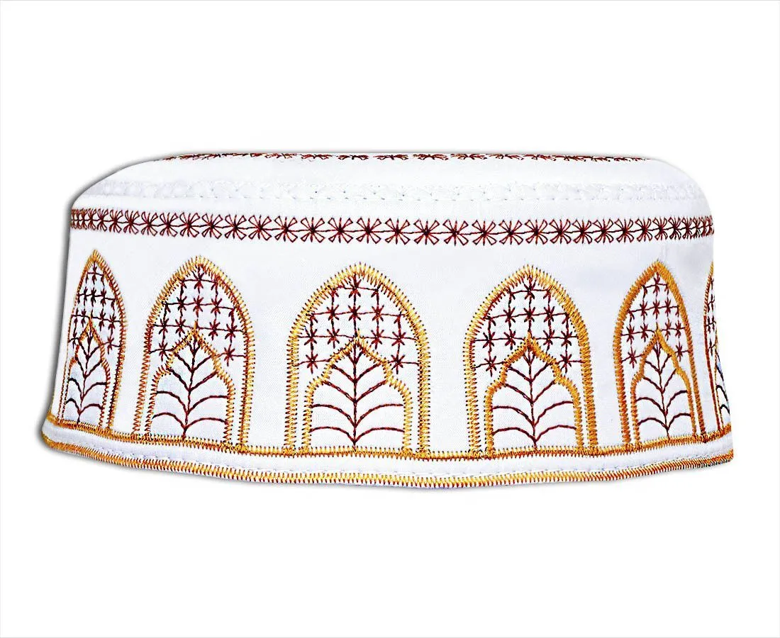 Wholesale 1 Dozen Muslim Kufi for Men embellished with embroidery Islamic Design