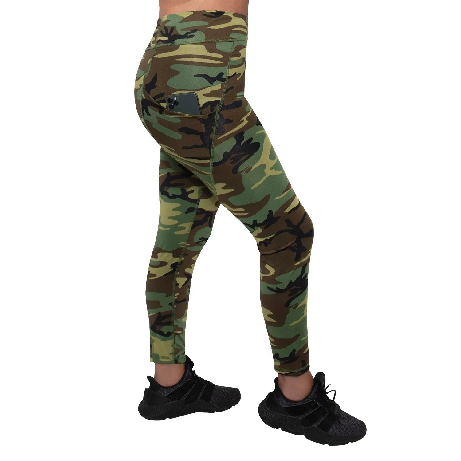 Womens Workout Performance Camo Leggings With Pockets