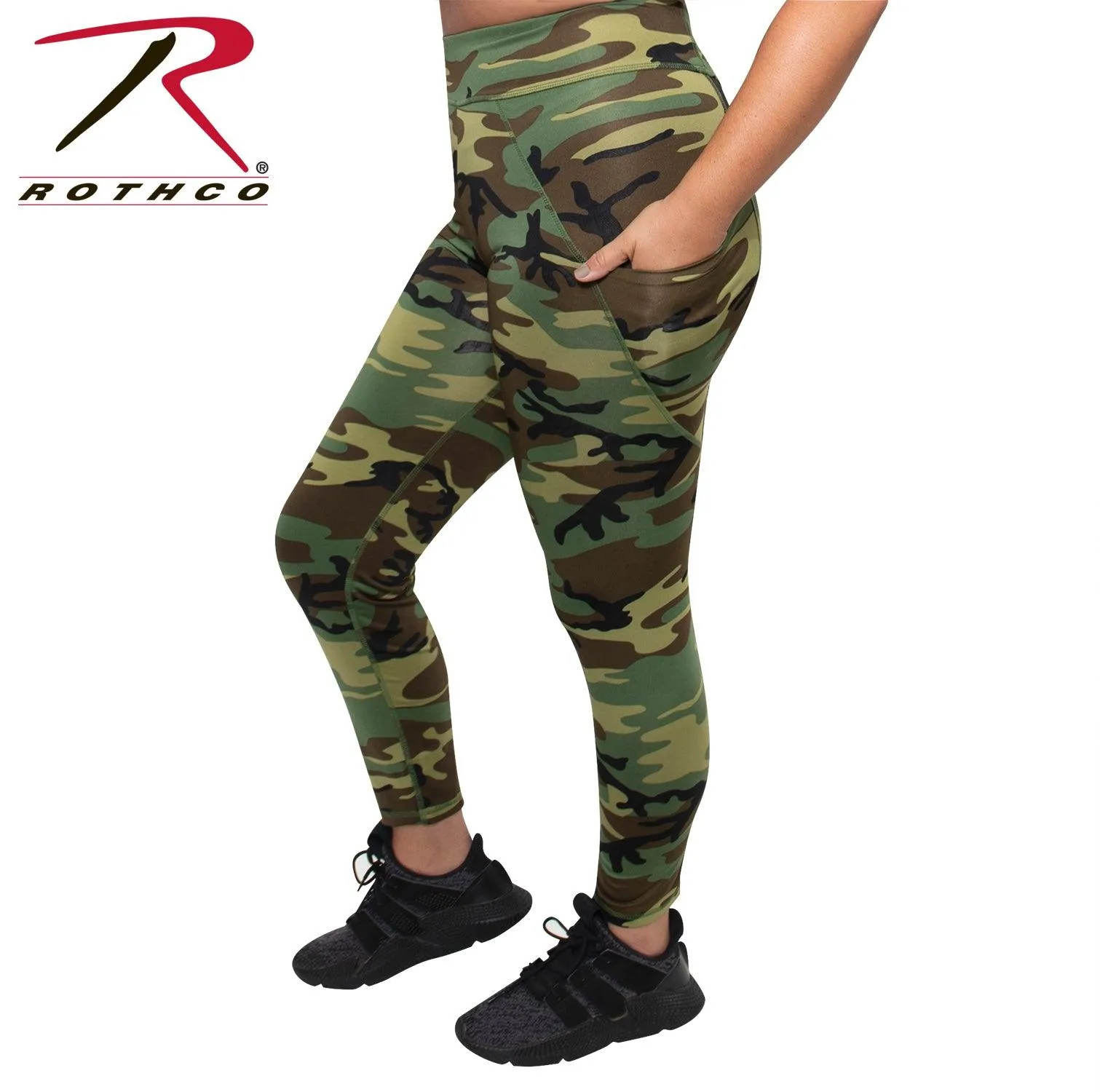 Womens Workout Performance Camo Leggings With Pockets