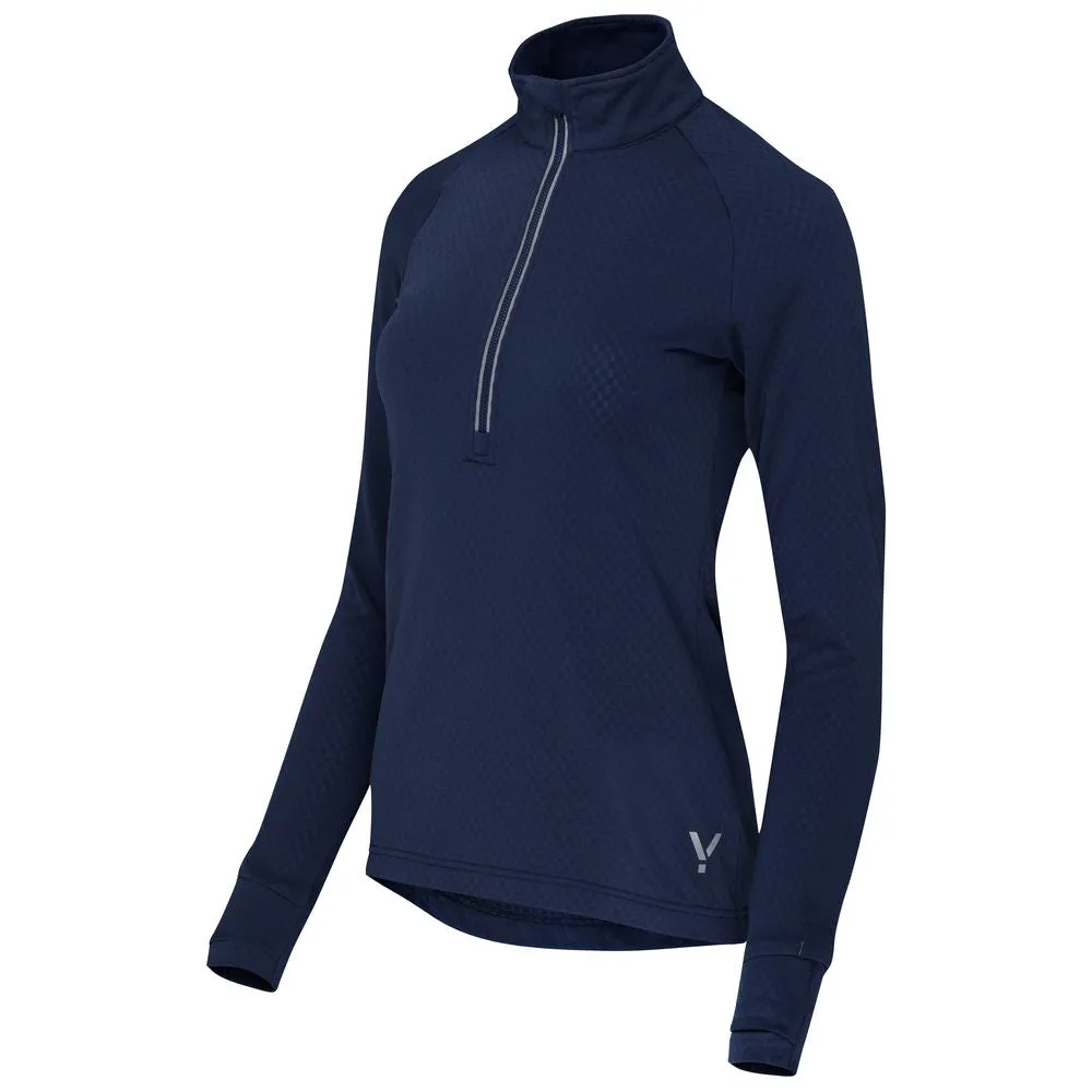 Womens Zephyr Zip Grid Fleece (Navy)