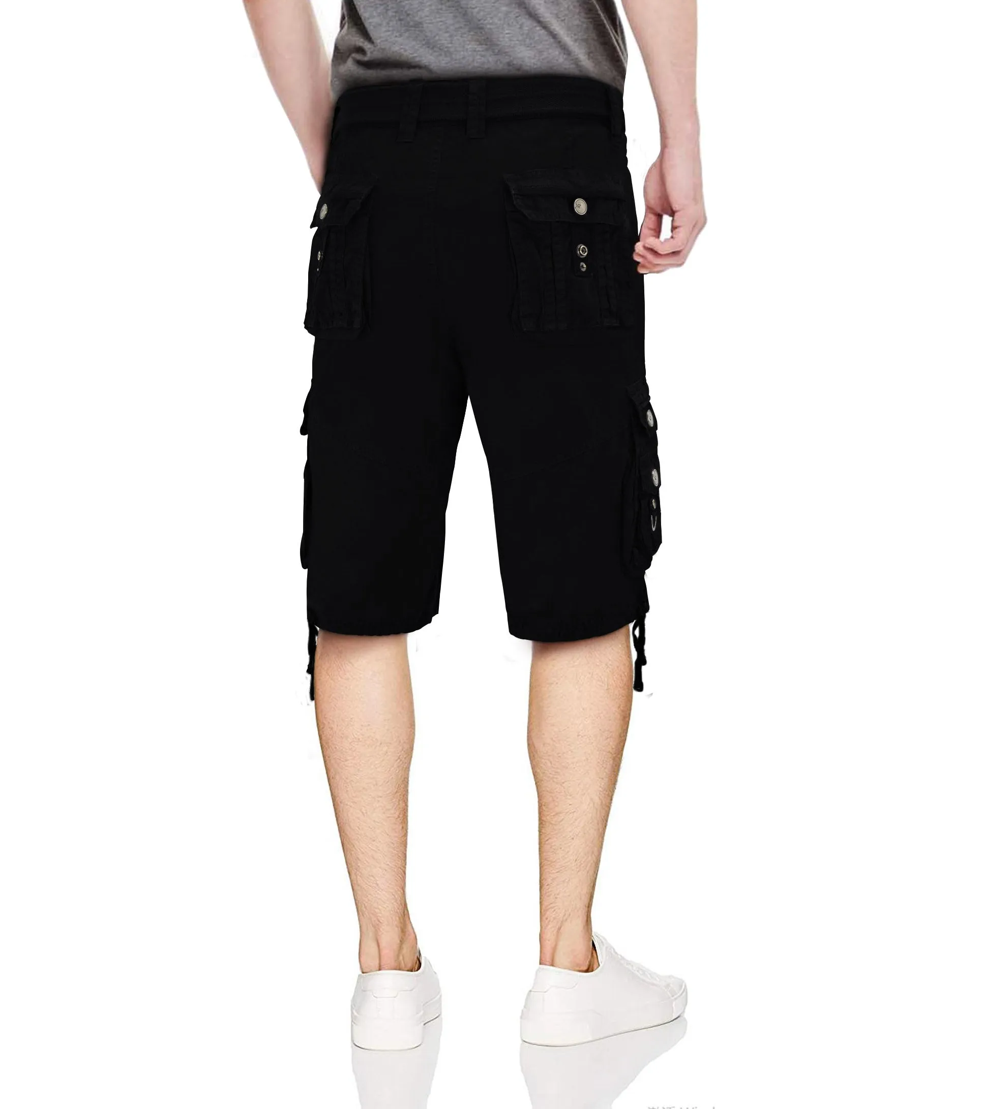 X RAY Men's Belted Cargo Shorts With Zipper Detail