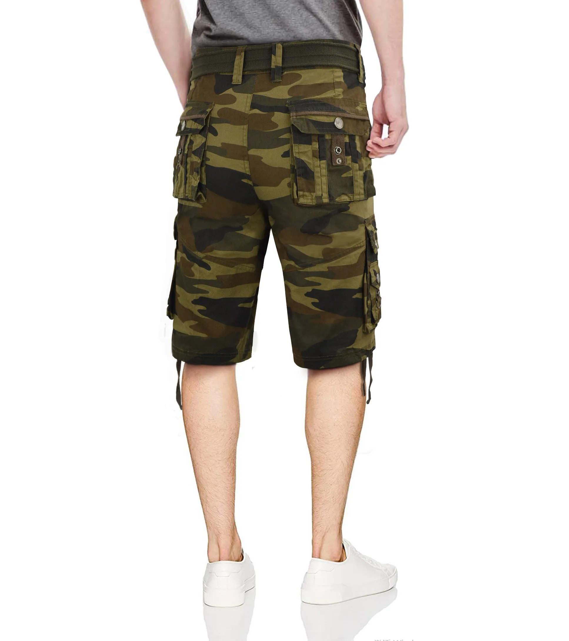 X RAY Men's Belted Cargo Shorts With Zipper Detail