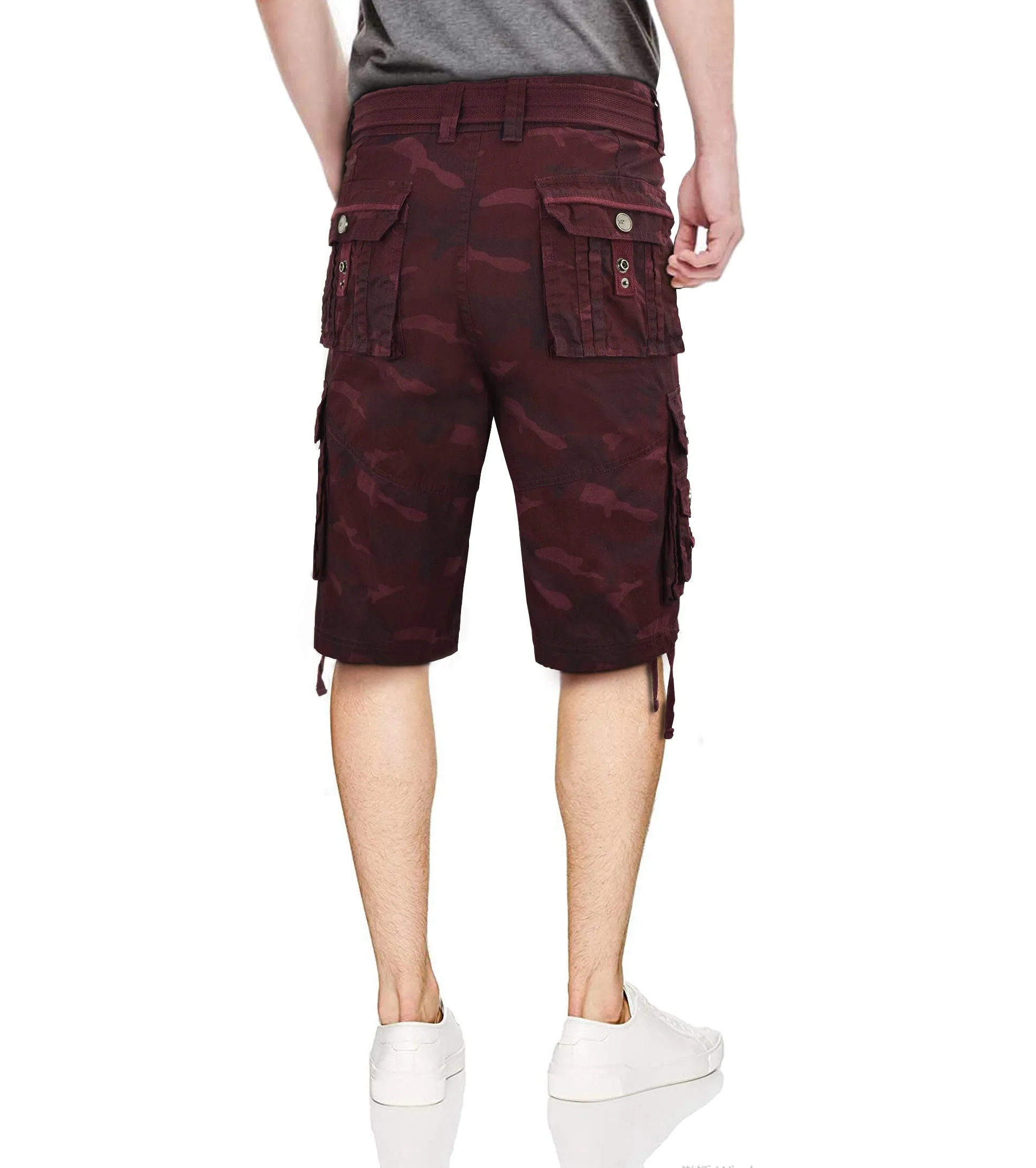 X RAY Men's Belted Cargo Shorts With Zipper Detail