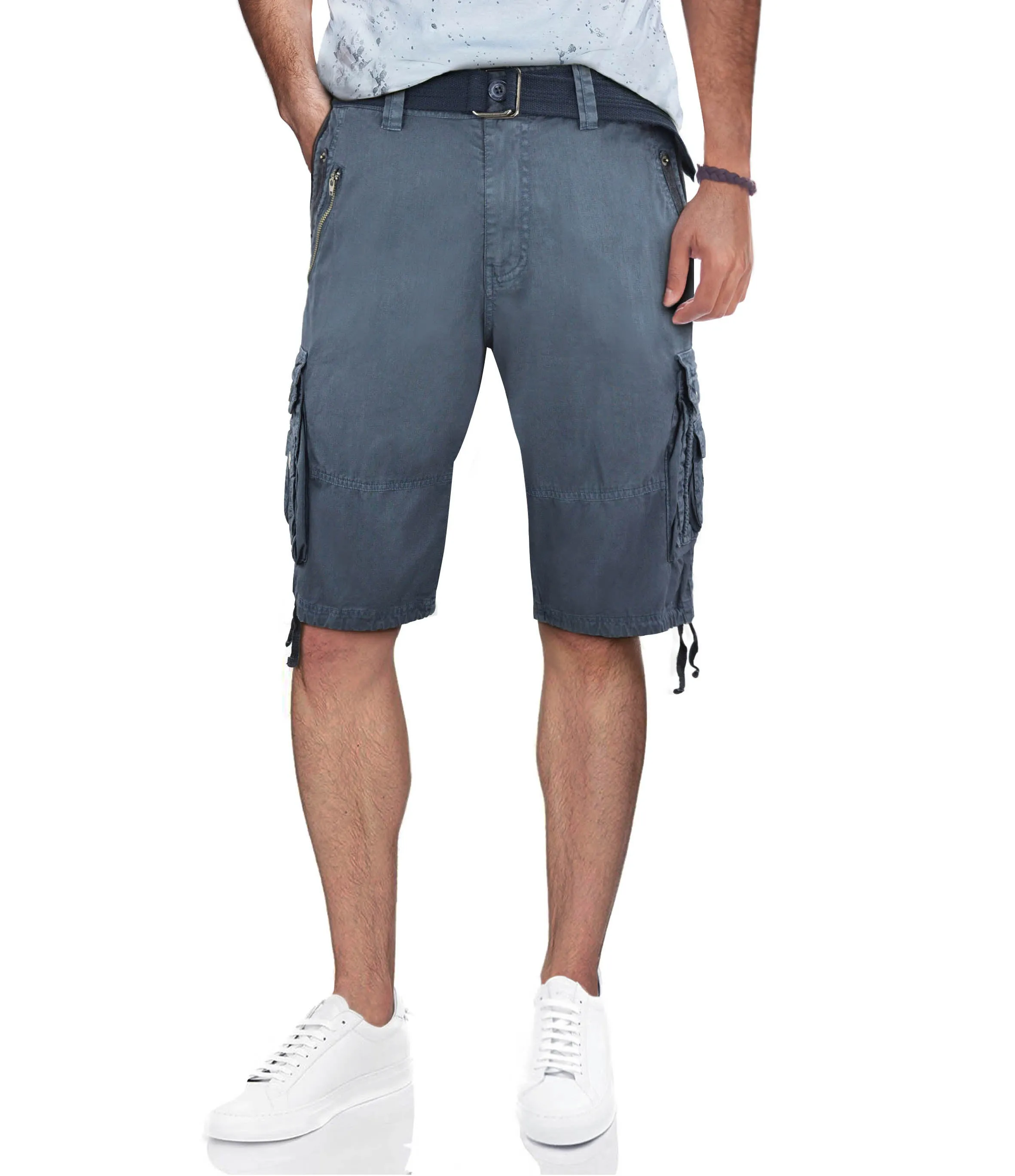 X RAY Men's Belted Cargo Shorts With Zipper Detail