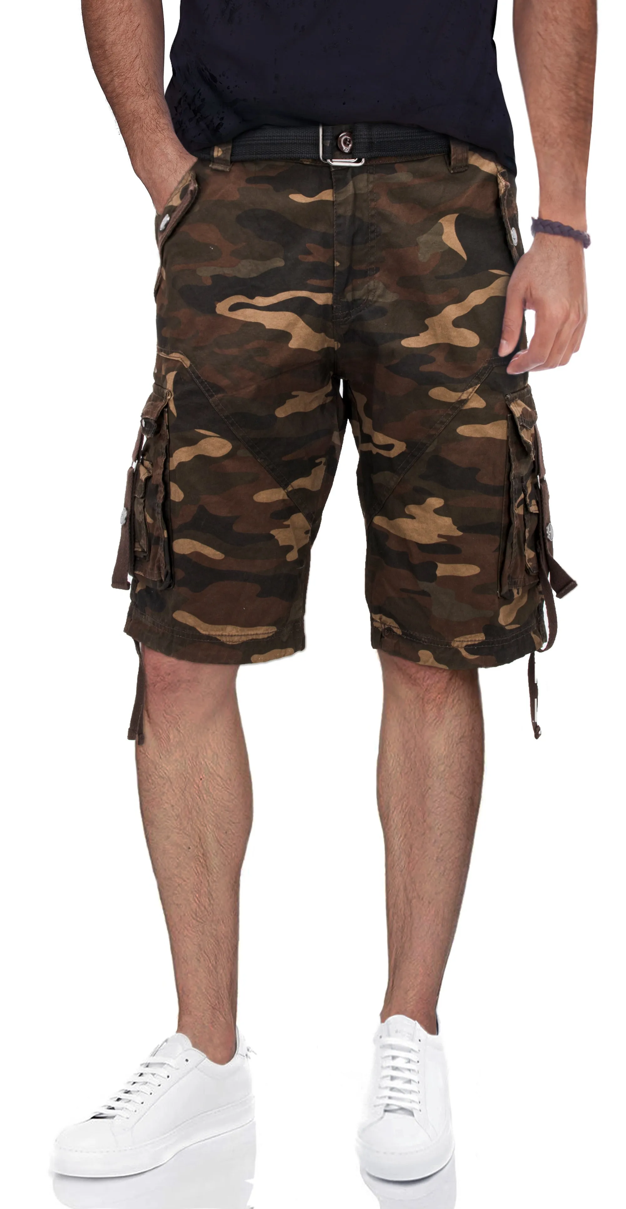 X RAY Mens Tactical Bermuda Cargo Shorts Camo and Solid Colors 12.5" Inseam Knee Length Classic Fit Multi Pocket Capri Pants